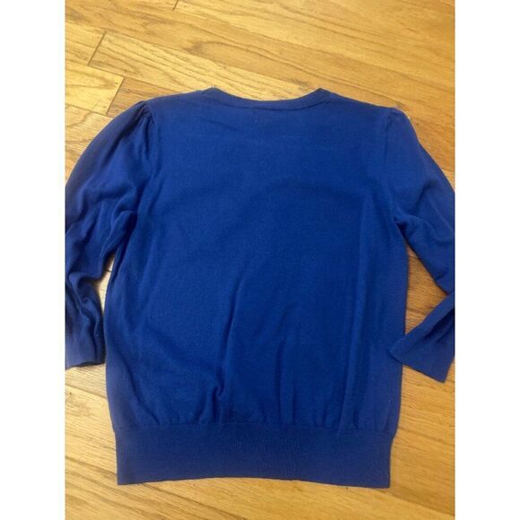 Halogen women's 3/4 puff sleeve crew neck knit sweater Blue Size S - Picture 4 of 8